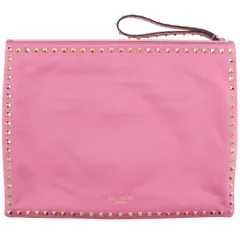 【VALENTINO】ヴァレンティノ ロックスタッズ レザー ピンク レディース クラッチバッグのサムネイル