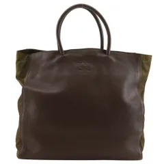 【PRADA】プラダ ロゴ型押し トートバッグ カーフ×ナイロン 茶 ユニセックス ハンドバッグ