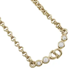 【Dior】クリスチャンディオール CDロゴ 金メッキ×ラインストーン レディース 11.4g ネックレス