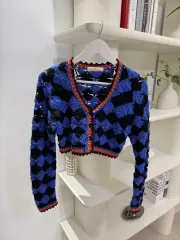 (ドライ完了)ウール100 編み クロップド カーディガン