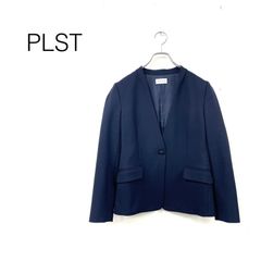 プラステ PLST ノーカラージャケット S ネイビー オフィス シンプル