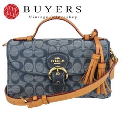 美品 COACH クリオ トップ ハンドル シグネチャー ショルダーバッグ 