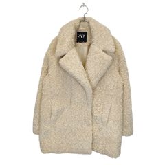 mm様ZARAアイボリー ボア ロングコート テディベア - メルカリ