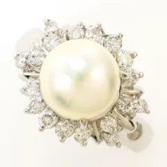 PT900/プラチナ リング・指輪 12.5号 アコヤ真珠 ダイヤモンド 0.52ct カード鑑別書 総重量約7.7g ジュエリーのサムネイル