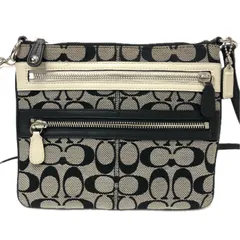 COACH コーチ ショルダーバッグ シグネチャーキャンバス ブラック【中古】レディース