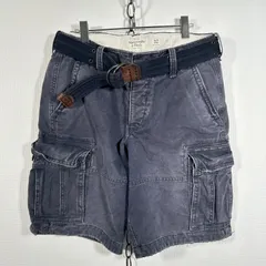 Abercrombie&Fitch ヘビーウエイト ショートパンツ カーゴパンツ ナス紺 フェード サイズ32 ベルト付き