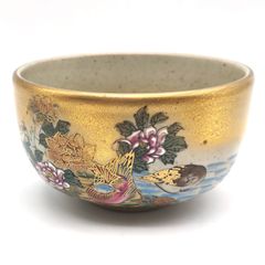 ●専用● 未使用品　ビンテージ　九谷焼　古九谷　金彩　茶碗　うずら　鳥　菊 ○専用○ 未使用品 ビンテージ 九谷焼 古九谷 金彩 茶碗 うずら 鳥 菊