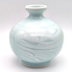 石村窯 朴奉容 白磁 鶴 花瓶 花器 生花 壺 - メルカリ