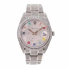 【中古】ROLEX ロレックス 126300 デイトジャスト アフターダイヤ カスタム品 自動巻き メンズ 腕時計 シルバーのサムネイル