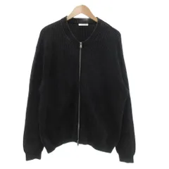 ザラ ZARA 美品 ジップアップカーディガン M ダークグレー リブ編み ノーカラー 長袖 /MG