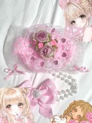 姫ギャル(ラパフェ系MARS系平成ギャル)レースリボンパールカチューシャ