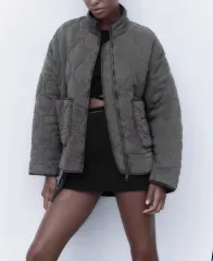 ZARA ザラ キルティング ハイネック ルーズフィット ジャケット