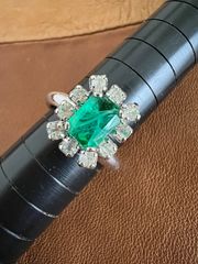 【CGL鑑別付】天然エメラルド 18K ヴィンテージリング 10号 ゴールド CGL鑑別付】天然エメラルド 18K ヴィンテージリング 10号 ゴールド