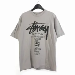 ステューシー STUSSY 90S アメリカ製 ワールドツアー Tシャツ 半袖 裾シングル M グレー