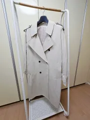 (新品) シンプル ユニセックス オーバーサイズ トレンチコート ジャケット / Looknun トレンチ ジャケット