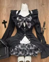 BODYLINE チェック ワンピース ゴシックコア ダークコア ゴスロリ