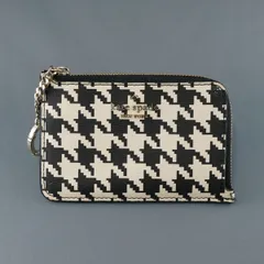  kate spade NEW YORK ケイトスペード フラグメントケース USED美品 カードケース 小銭入れ 千鳥格子柄 L字ファスナー X9726 