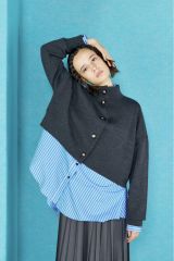 タグ付き 萌 ショートコート 羽織り ポンチョ 刺し子 パッチワーク 