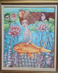 ≪国美協≫Civt・Fyolonenko・LANA、ラナ『My goldfish』、油彩画、F20号：72,7×60,6cm、油絵、新品高級額付、直筆サイン・真作保証付