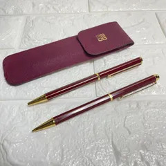 GIVENCHY ジバンシィ ボールペン シャープペンシル セット レザー ケース付き ボルドー 筆記具 文房具 B713のサムネイル