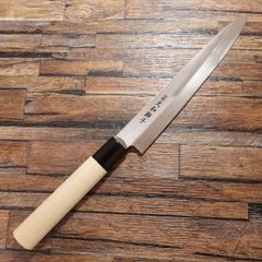 関亀太作柳刃(刺身)包丁 鋼製 木製ハンドル 専用ケース付き - メルカリ