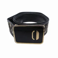 Christian Dior クリスチャンディオール トロッター柄 スクエアバックル ブラック サイズ79 レディース 【中古】