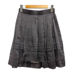ブルネロクチネリ BRUNELLO CUCINELLI スカート フレア プリーツ シルク混 ひざ丈 38 チャコールグレーのサムネイル