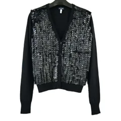 定価3万円以上◆ARMANI JEANS アルマーニ ニットカーディガン エコレザー フリル装飾 鱗デザイン レディースのサムネイル