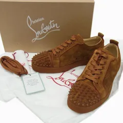 美品 定価16万◇Christian Louboutin スタッズ レザー スニーカー Louis Junior Spikes Orlato クリスチャンルブタン 保存袋 箱 替紐付き