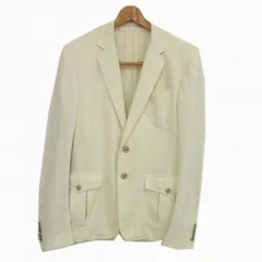 ◇GUCCI グッチ テーラードジャケット オフホワイト ブレザー コットン混 ストレッチ 2B ロゴ刻印ボタン メンズ イタリア製のサムネイル