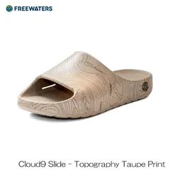 freewaters フリーウォータース Cloud9 Slide メンズサンダル トポグラフィー柄 軽量 クッション リカバリー Taupe 日本正規品のサムネイル