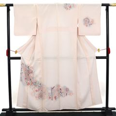 未使用 170cm 夏着物 絽 桜色 LLサイズ 正絹付け下げ訪問着 b549