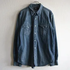 【美品】RRL 【インディゴ バッファロー デニム ウエスタン シャツ】 XL コンチョボタン ダブルアールエル 26040809