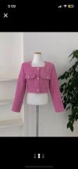 COCODEAL スリットスリーブクロップドジャケット ショートジャケット 