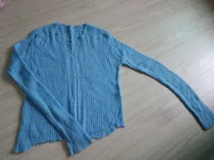 Sサイズ スカイブルー ゴージ ニット 長袖Tシャツ