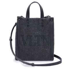 ヴァレンティノ 1Y2B0B78 VLTN ロゴ フェルト ミニ トート ウール レザー NERO ネロ ブラック GRIGIO ANTRACITE グリージオアントラチーテ チャコールグレー  2way ショルダー ハンドバッグ VALENTINO（美品）のサムネイル