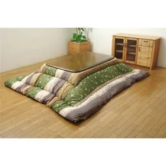 和柄 こたつ布団/こたつ掛け布団 〔うさぎ柄 正方形 単品 グリーン 約205×205cm〕 ピーチスキン 起毛 〔リビング ダイニング〕