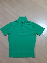 レア☆Jean Paul Gaultierゴルチェ☆ Vネックニットポロシャツ緑 