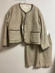 BEARDSLEY ツイードベージュロングジャンパースカートM - メルカリ