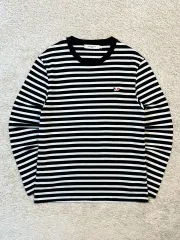 S Maison Kitsuné Tricolor Stripe Long Sleeve T-Shirt Blackのサムネイル