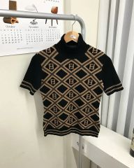 極美品】フェンディ FFモノグラム ポロシャツ ニット ブラック [40 
