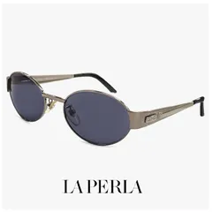 【未使用品】 La Perla ラペルラ サングラス spe505-584 オーバル 型 レディース メンズ ユニセックスモデル メタル フレーム イタリア製 シルバー カラー バネ蝶番のサムネイル