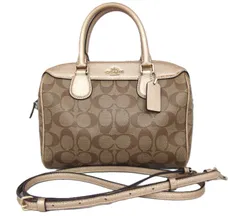 COACH コーチ　シグネチャー　２Ｗａｙ ミニボストン ショルダーバッグ　レザー　ブラウン