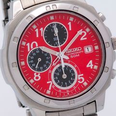 SEIKO 세이코 크로노그래프 7T92-0CA0 QZ 동작품 레드