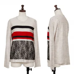 コムコム コムデギャルソンCOMME des GARCONS リネンポリ製品洗いレース切替カットソー ベージュ黒赤Sのサムネイル