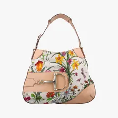 グッチGucciホースビット ホーボー アイボリー×ピンク×マルチカラー キャンバス×レザー 137388 