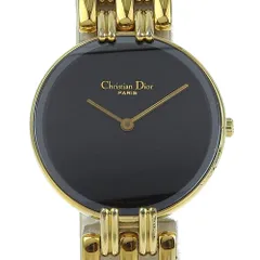 【Dior】クリスチャンディオール バキラ D46-154-4 金メッキ クオーツ アナログ表示 レディース 黒文字盤 腕時計