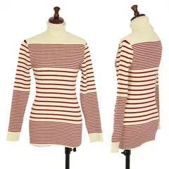 ジャンポールゴルチエ クラシックJean Paul GAULTIER CLASSIQUE ボーダーハイネックリブニット クリームエンジ40のサムネイル