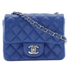 【CHANEL】シャネル チェーンショルダー マトラッセ A35200 ラムスキン 青 レディース ショルダーバッグ