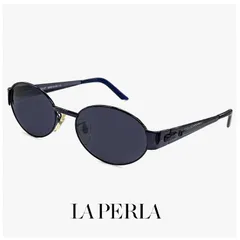 【未使用品】 La Perla ラペルラ サングラス spe505-k78 オーバル 型 レディース メンズ ユニセックスモデル メタル フレーム イタリア製 ネイビー カラー バネ蝶番のサムネイル